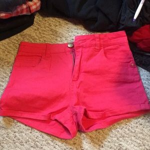 Pink jean shorts